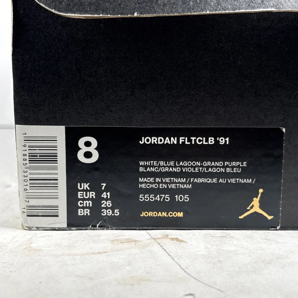 Size‎ 8 Nike Air Jordan Flight Club 91 White Blue Lagoon 555475-105